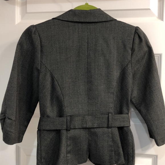 My Michelle - Black-Textured, Belted, Crop Blazer - Picture 2 of 7